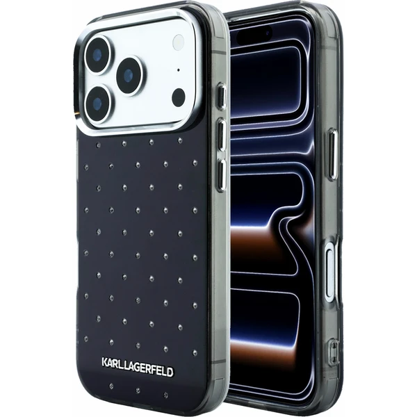 Karl Lagerfeld IML Rhinestones Allover Magsafe Zadný kryt pre iPhone 18 Pro Black - Puzdra - Hlavný obrázok