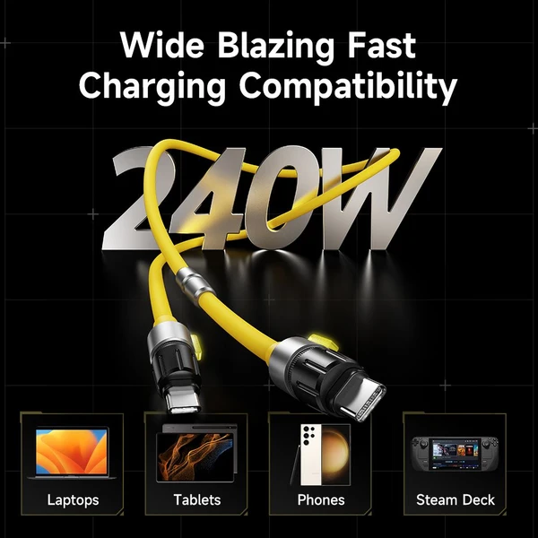 SHARGE Phantom USB-C/USB-C napájací kábel 240W 1,2m žltý - Káble a redukcie - Obrázok 4e665653fc5a4627b221311a1e640524