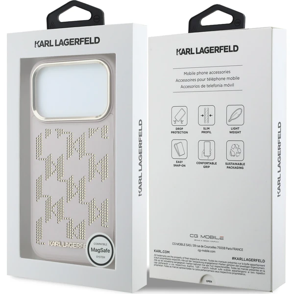 Karl Lagerfeld PU Perforated Monogram MagSafe Zadný kryt pre iPhone 17 Pro Pink - Puzdra - Obrázok 4ecd8a9dc2854287aab2b11fae07ffa5