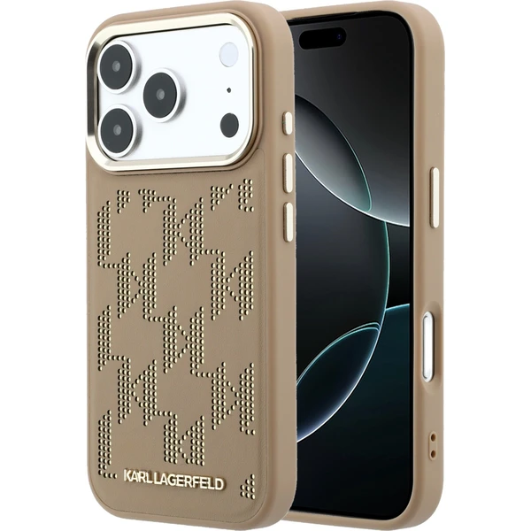 Karl Lagerfeld PU Perforated Monogram MagSafe Zadný Kryt pre iPhone 17 Pro Beige - Puzdra - Hlavný obrázok