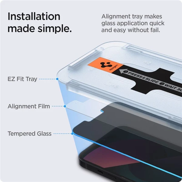 Spigen Glass tR EZ Fit Sensor Open Privacy sklo iPhone 17e/16e/14/13 Pro/13 (2-balíček) - Ochranné fólie a sklo - Obrázok 4ee298fbc66540059cfcc9393886a05f