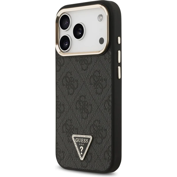 Guess PU Leather 4G Triangle Logo Gold Frame MagSafe kryt iPhone 17 Pro čierny - Puzdra - Obrázok 4f0a6784ca4b4288be3190be1519860d