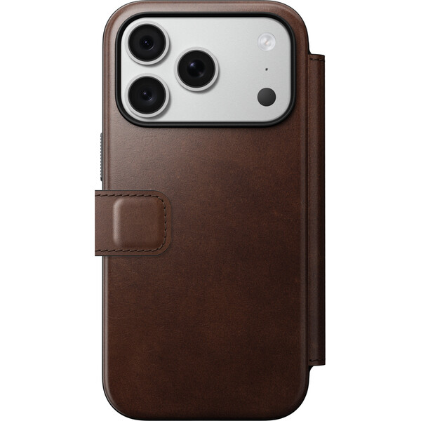 Nomad Modern Leather Folio (Horween) MagSafe kožené puzdro iPhone 17 Pro/18 Pro Rustic Brown - Puzdra - Obrázok 4f3e6a404065406eb3456b4c25a26403