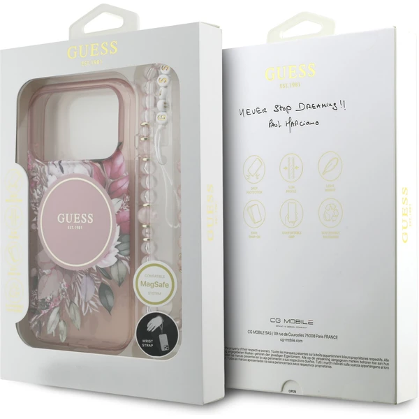 Guess IML Flowers Strap MagSafe kryt iPhone 17 Pro ružový - Puzdra - Obrázok 4f60d27df47640bdb8783a9e18768b3b