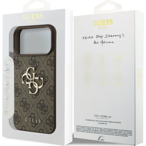 Guess PU 4G Metal Logo Zadný kryt pre iPhone 18 Pro Brown - Puzdra - Obrázok 4f65c596cf1144b78f73207d133b938e