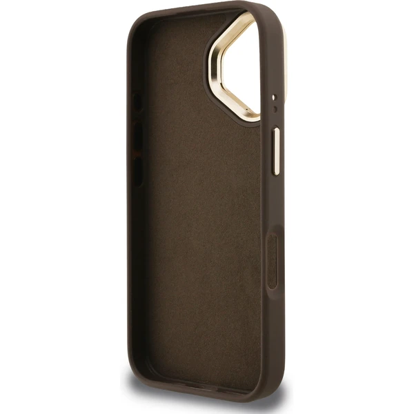 Guess PU 4G Metal Logo Stand Camera Frame kryt iPhone 16 hnedý - Puzdra - Obrázok 4f83d047907b4c6d8b9bc99b7763c32e