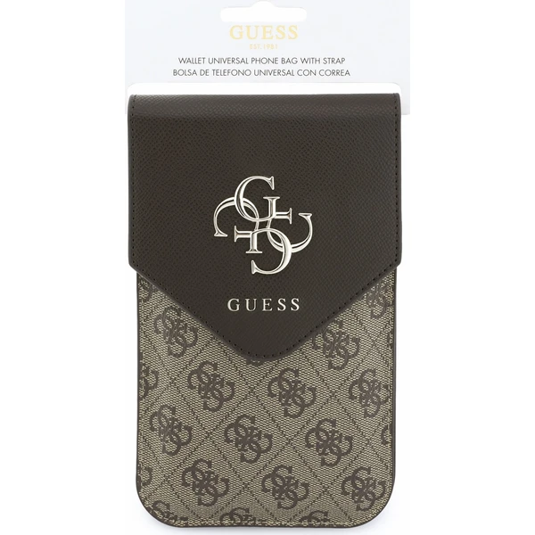 Guess PU Leather+Grained 4G Metal Logo taška na telefon hnědá - Puzdra - Obrázok 4f905f8abc234fce86eaa22be3e46fb9