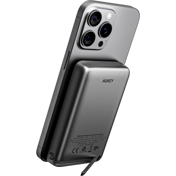AUKEY PB-MS06 15W MagSafe/Qi2 powerbanka (10000 mAh) sivá