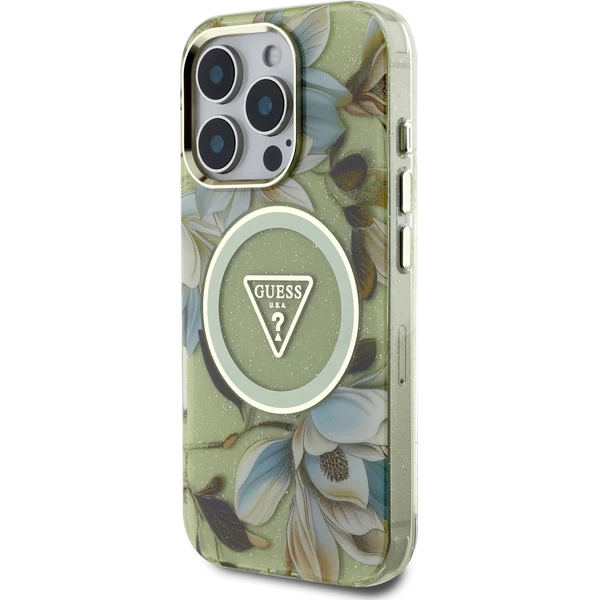 Guess IML Glitter Magnolia a Triangle Logo MagSafe kryt iPhone 16 Pre Max zelený - Puzdra - Obrázok 4fe8d3afdf4e452eaa5a055fe1a75554