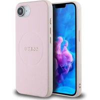 Guess PU Grained Classic Logo MagSafe kryt iPhone 17e/16e ružový - Puzdra
