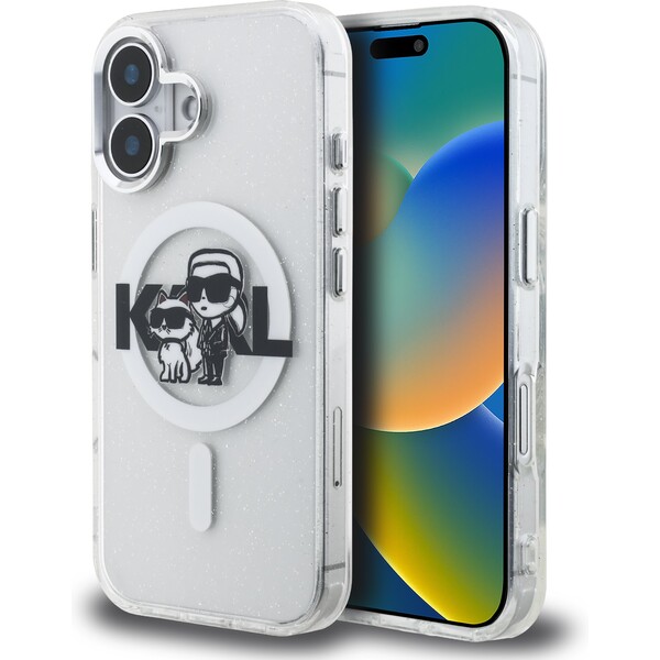 E-shop Karl Lagerfeld IML Glitter Karl and Choupette Sketch MagSafe kryt iPhone 16 číry