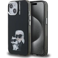 Karl Lagerfeld IML Aquarelle Karl and Choupette kryt iPhone 15 čierny - Puzdra