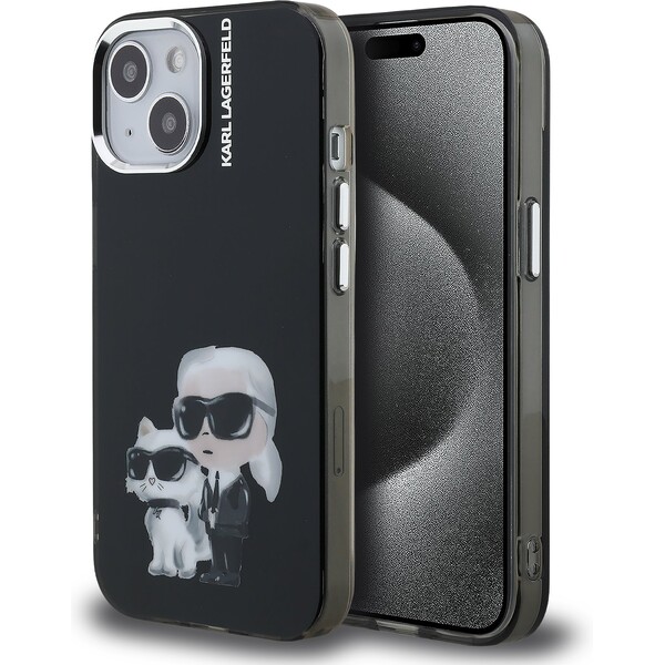E-shop Karl Lagerfeld IML Aquarelle Karl and Choupette kryt iPhone 15 čierny