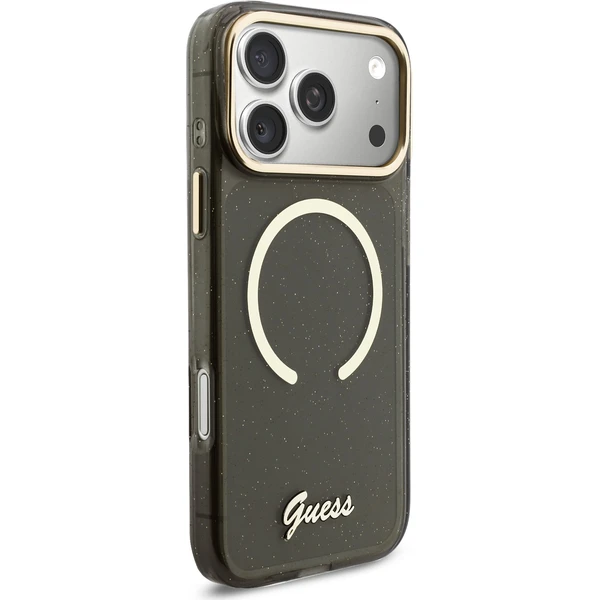 Guess IML Glitter Script Strap MagSafe kryt iPhone 17 Pro Max čierny - Puzdra - Obrázok 504d457fb30d450ea913341800032d62
