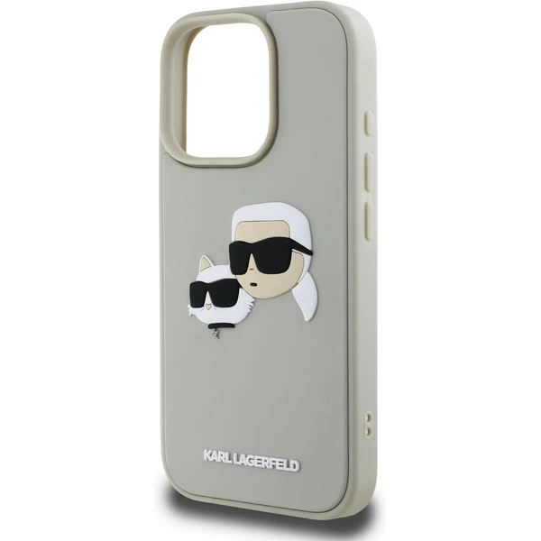 Karl Lagerfeld 3D Rubber Double Heads kryt iPhone 16 Pre béžový - Puzdra - Obrázok 506248eda41d4370b43b051fe1fd7841