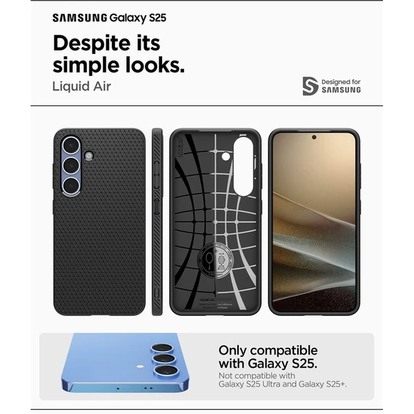 Spigen Liquid Air kryt Samsung Galaxy S25 čierny - Puzdra - Obrázok 5074587696ec44f4b2ea810f4796d8ca