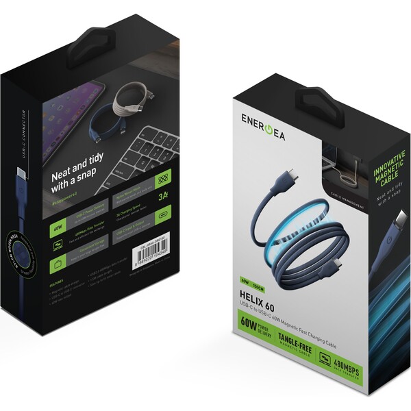 ENERGEA Helix 60W USB-C magnetický kábel (480Mbps), 1,5 m, modrý - Káble a redukcie - Obrázok 508756f2baae41e4bf4f31cb2370117c