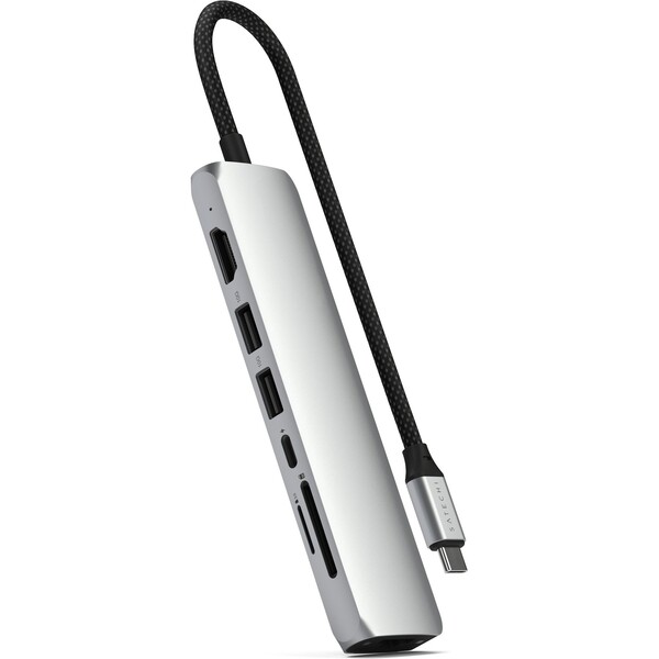 Satechi 7v1 USB-C Slim viacportový adaptér s Ethernetom strieborný