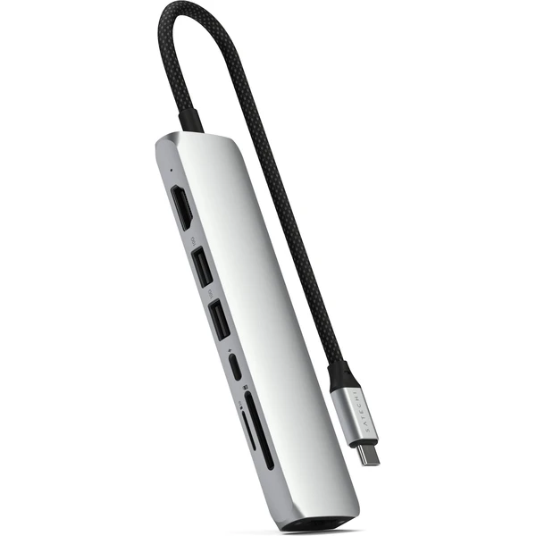 Satechi 7v1 USB-C Slim viacportový adaptér s Ethernetom strieborný - USB huby - Hlavný obrázok