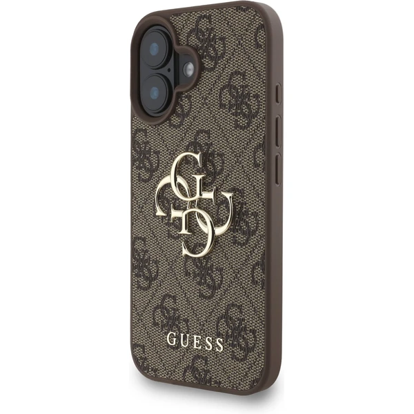 Guess PU 4G Metal Logo Strap kryt iPhone 16 hnedý - Puzdra - Obrázok 50d24365d8094a5da4c5d794aae62775
