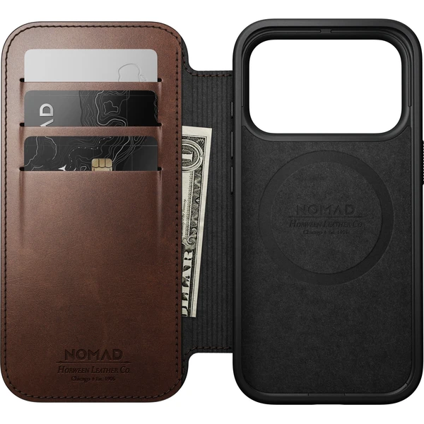 Nomad Modern Leather Folio (Horween) MagSafe kožené puzdro iPhone 18 Pro Rustic Brown - Puzdra - Obrázok 50eb253bc7754f308ada7486d7033a50
