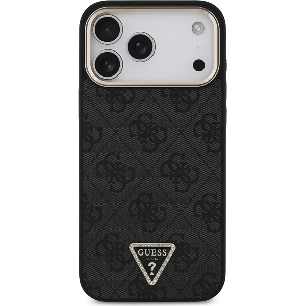 Guess PU Leather 4G Strass Triangle Logo Gold Frame MagSafe Zadný kryt pre iPhone 18 Pro Max Black - Puzdra - Obrázok 50fd640ecde94281953fae3ade3db39f