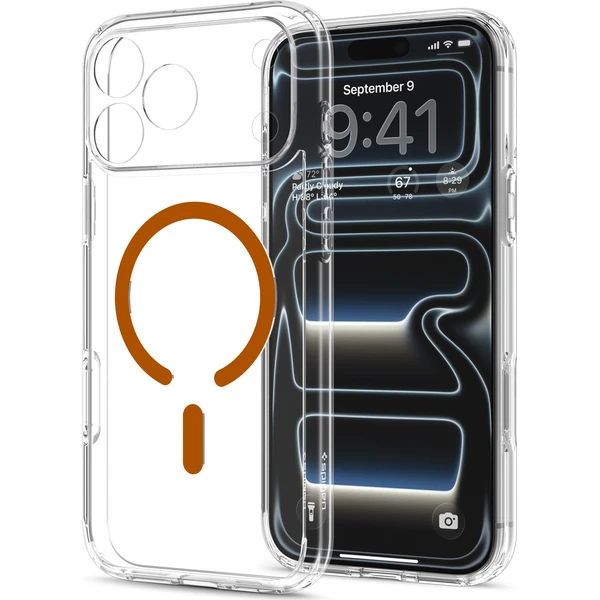 Spigen Ultra Hybrid MagSafe kryt iPhone 18 Pro/17 Pro clear orange - Puzdra - Obrázok 51587c85ee4b44e693589a4f042c8224