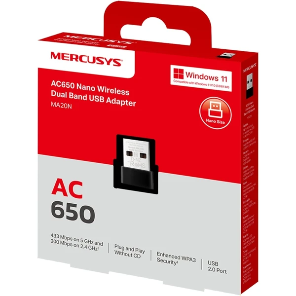 Mercusys MA20N USB Wi-Fi adaptér - Sieťové karty - Obrázok 51B5000P01