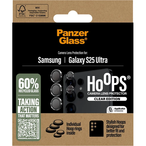PanzerGlass® Hoops® Samsung Galaxy S25 Ultra číre ochranné krúžky pre šošovky fotoaparátu - Ochranné fólie a sklo - Obrázok 51FC000J01