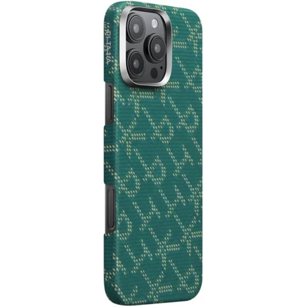Pitaka Tactile Woven Case kryt iPhone 16 Pro Max PTK Green/Gold - Puzdra - Hlavný obrázok