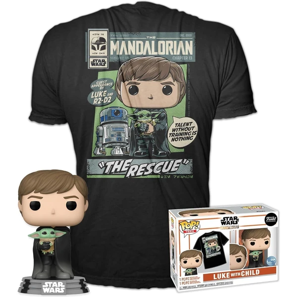 Funko POP! & Tee Box: SW The Mandalorian Luke w/ Grogu L - Darčekové sady - Hlavný obrázok