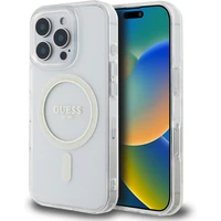 Guess IML Glitter Ring MagSafe kryt pre iPhone 16 Pro Max číry - Puzdra