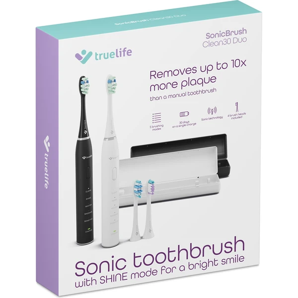 TrueLife SonicBrush Clean30 Duo sonická kefka biela/čierna - Zubné kefky - Obrázok 51dfde750ea24652bd1ba0c9ef237868