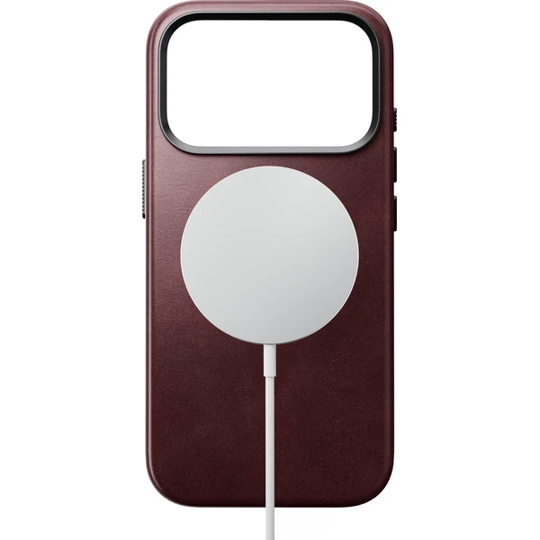 Nomad Traditional Leather (Horween) MagSafe kožený kryt iPhone 18 Pro Burgundy - Puzdra - Obrázok 51f0baff018b47dabe4f552021e9b3d6