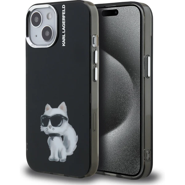 Karl Lagerfeld IML Aquarelle Chúpette kryt iPhone 15 čierny - Puzdra - Hlavný obrázok