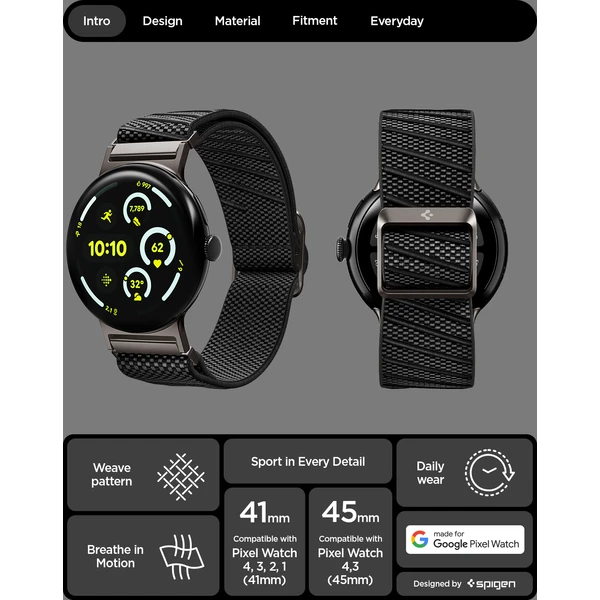 Spigen Lite Fit X V2 remienok Google Pixel Watch 4/3/2/1 41mm čierny - Remienky - Obrázok 5223c780c79447e180608796ab3ef9d4