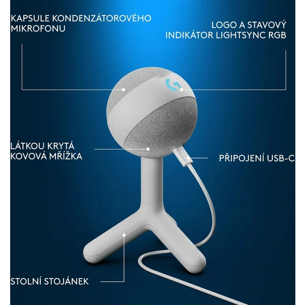 Logitech G Yeti Orb mikrofón biely - Mikrofóny - Obrázok 5234000P01