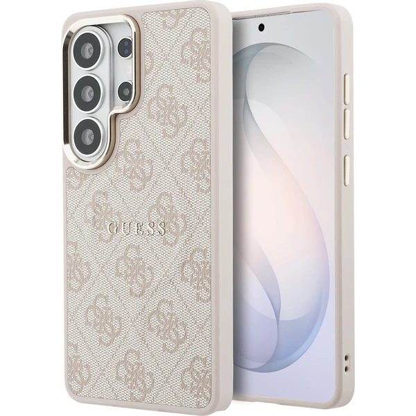 Guess PU Leather 4G Gold Frame Magnetický kryt Samsung Galaxy S26 Ultra ružový - Puzdra - Hlavný obrázok
