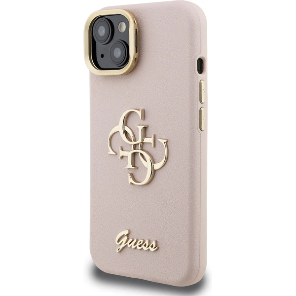 Guess PU Grained 4G Logo Stand Camera Frame kryt iPhone 15 ružový - Puzdra - Obrázok 5253cf94343a445eb76e4267bb9868ab