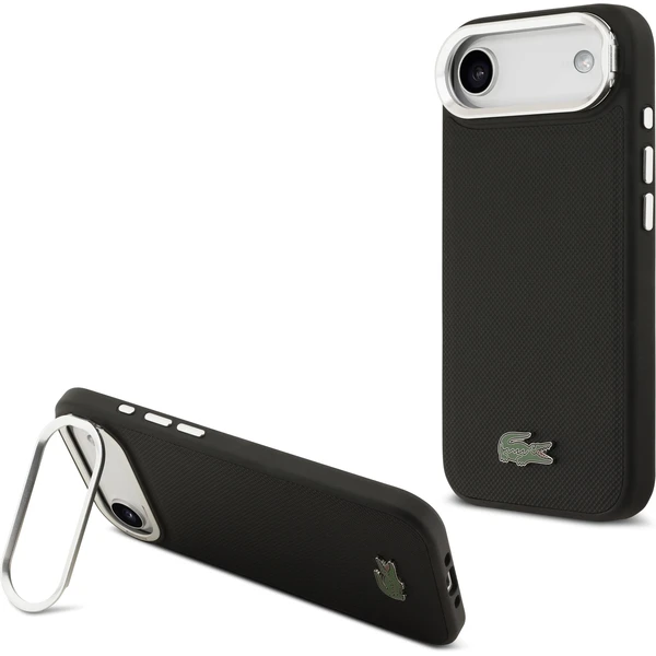 Lacoste Iconic Petit Pique Camera Stand MagSafe kryt iPhone Air čierny - Puzdra - Hlavný obrázok