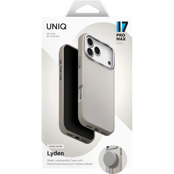 UNIQ Lyden Premium Leatherette MagClick MagSafe kryt iPhone 17 Pro Max Clay - Puzdra - Obrázok 529d5b972b8946bc9d671acca77d9b1a