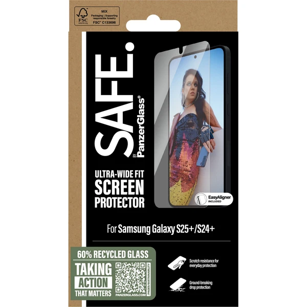 PanzerGlass® SAFE Ultra-Wide Fit sklo Samsung Galaxy S25+/S24+ s inštalačným rámčekom - Ochranné fólie a sklo - Obrázok 52FC000J01