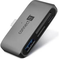 CONNECT IT CompactPRO externý USB-C húb s čítačkou kariet - USB huby