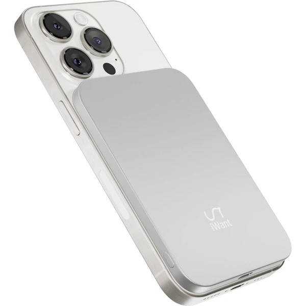 iWant 3000mAh Aluminium Mag+ MagSafe bezdrôtová powerbanka strieborná - Powerbanky - Hlavný obrázok