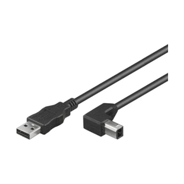 PremiumCord USB-A/USB-B kábel so zahnutým konektorom 3m čierny - Káble a redukcie - Hlavný obrázok