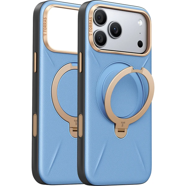 Torras Ostand Q3 VegSkin, modrá - iPhone 2026 Pro Max - Puzdra - Hlavný obrázok