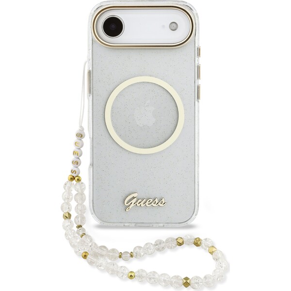 Guess IML Glitter Script Strap MagSafe kryt iPhone Air priehľadný - Puzdra - Hlavný obrázok