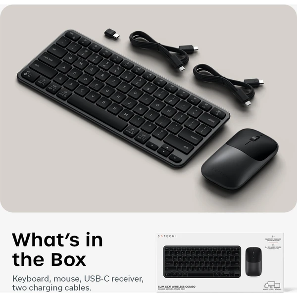 Satechi Slim CEX1 Wireless Combo (Keyboard and Mouse) - US English - Space Black - Klávesnicové sety - Obrázok 53325c23c38741c7a0714ce70df283f2
