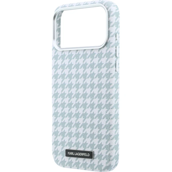 Karl Lagerfeld PU Houndstooth Resin Plate MagSafe kryt iPhone 17 Pro Max modrý - Puzdra - Obrázok 53933959b0b54283814a4433edf6ca74