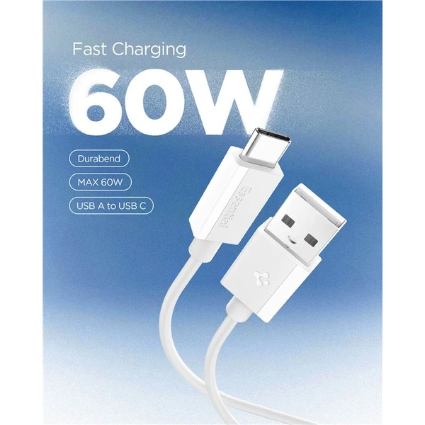 Spigen Essential USB-A/USB-C napájací kábel 60W 2m biely - Káble a redukcie - Obrázok 542ea630544241179ef575ee22374ca9